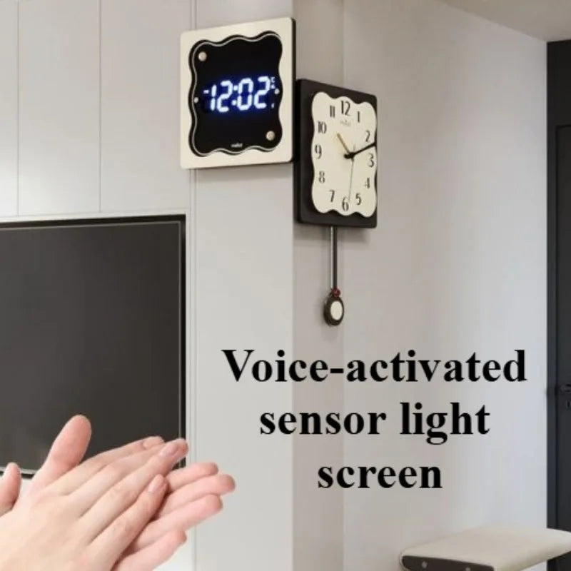 Art Wall Clock Design Electronic Digital Independent Display Wall Clocks Simple Nordic Multifunctional Aesthetic Room Decoration
