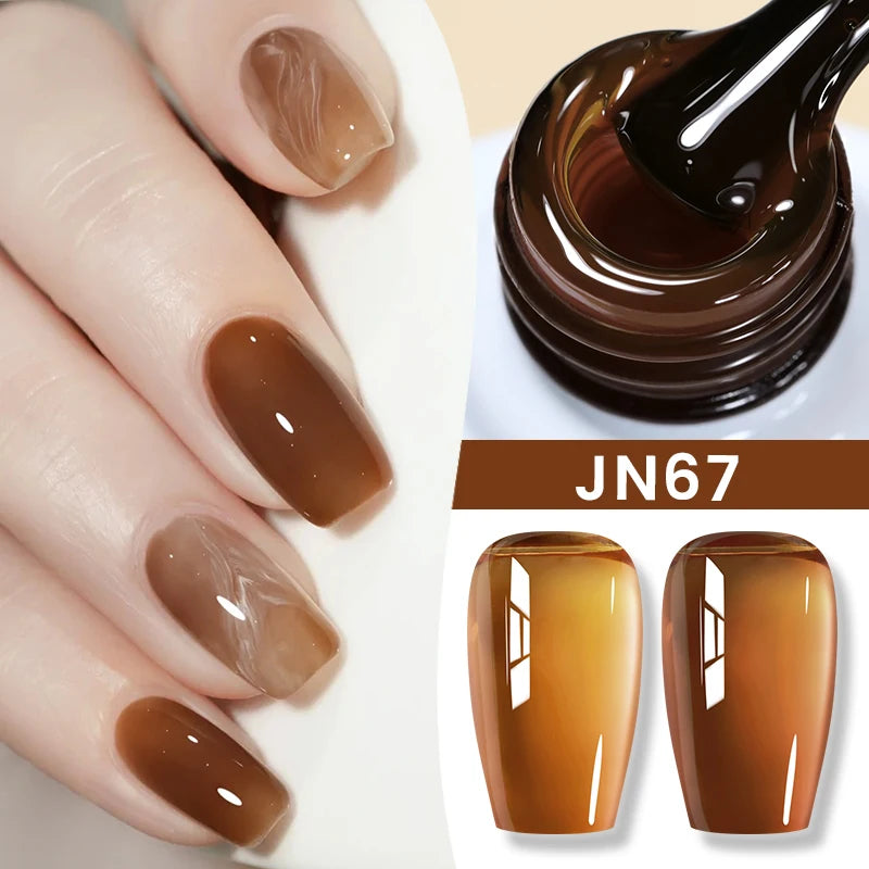 BORN PRETTY Jelly Nude Gel Nail Polish 10ml Light Pink Peach Translucent Color UV Light Cure Gel Varnish Nail Art DIY at Home - Acros