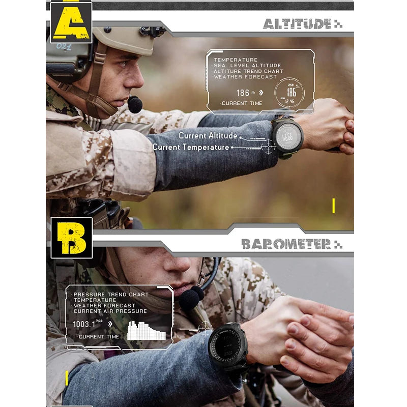 NORTH EDGE Men's sport Digital watch Hours Running Swimming Military Army watches Altimeter Barometer Compass waterproof 50m - Acros