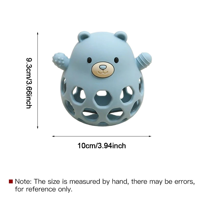 Ansoff baby silicone teether with cartoon bear design, BPA-free teething toy for newborns and infants, chewable baby care accessory.
