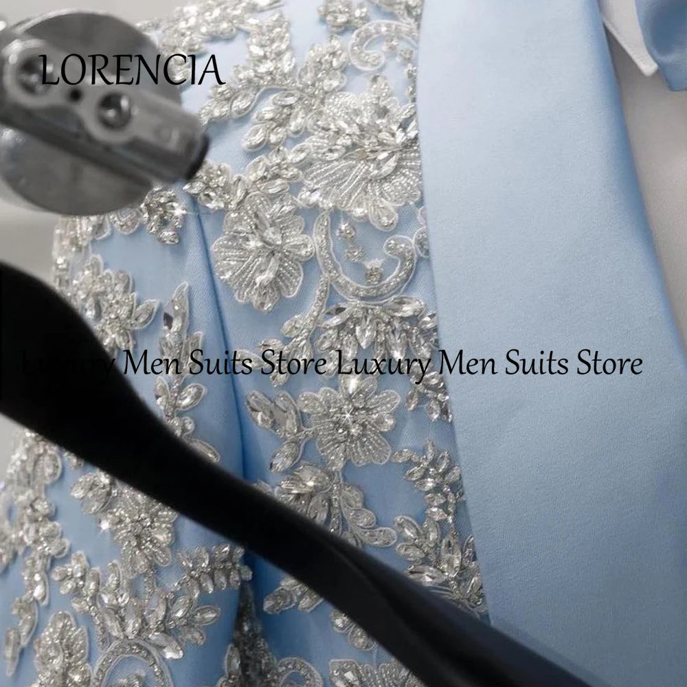 Luxury rhinestone men's suit by Ansoff, 2-piece wedding tuxedo with blazer and pants, elegant summer formal attire.