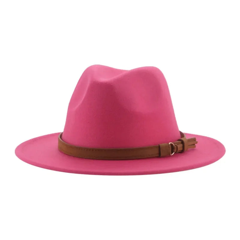 Ansoff fedora hat with wide brim, solid color, band belt, suitable for women and men, in khaki and black for formal winter wear