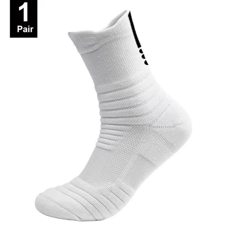 Ansoff men's anti-slip cotton football socks, short and long tube style, breathable and deodorizing sport socks for soccer and basketball.
