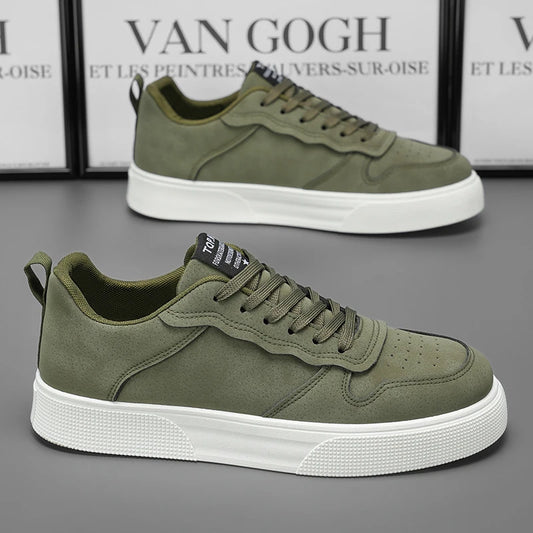 Men's Ansoff breathable low-top sports shoes in green, black, and red with soft soles, perfect for casual spring and autumn wear.