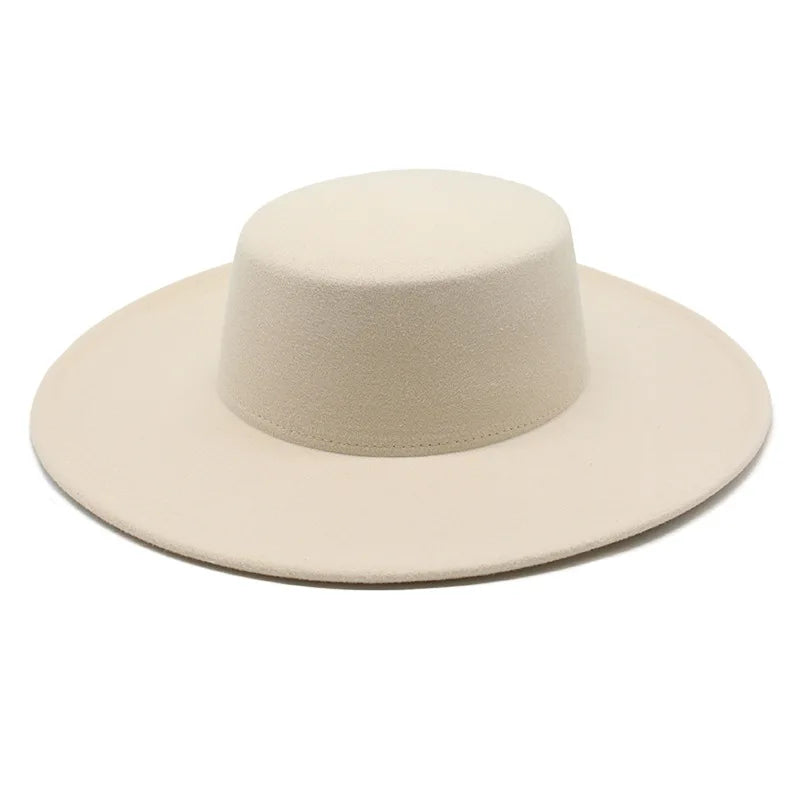 Ansoff French women's wide brim fedora hat with a 10cm brim, wool felt material, suitable for winter, derby, and jazz occasions.