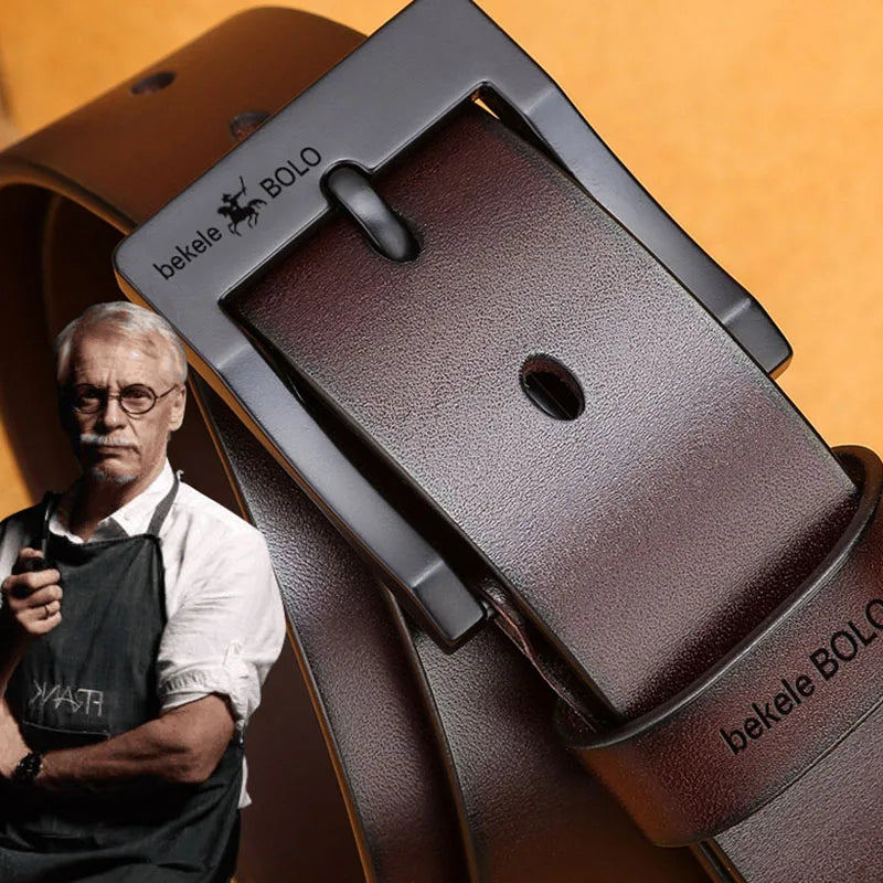 Ansoff genuine leather men's belt with alloy buckle, stylish fashion accessory suitable for business and casual wear.