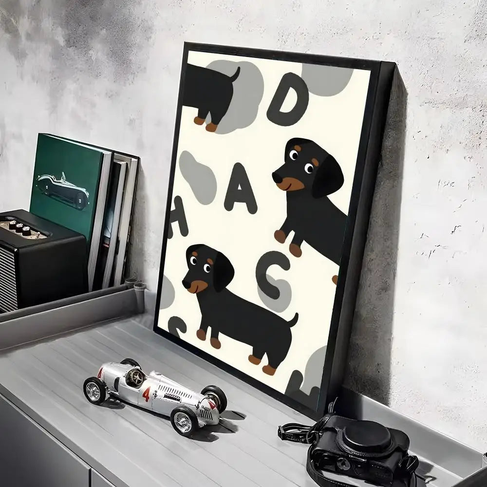 Artistic Dachshund Poster HD Art Mural Waterproof Wall Decor Durable DIY Home Decoration for Living Room Bedroom