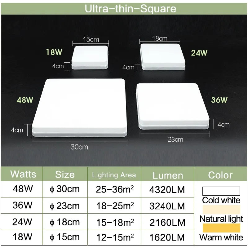 MARPOU Square Led ceiling lamp bedroom lighting Neutral white cold white warm white 48W 36W 24W 18W led ceiling light room - Acros