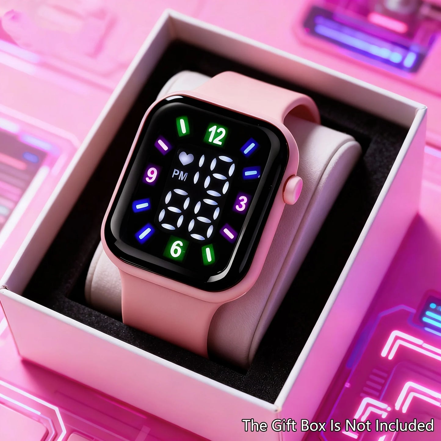 Ansoff women's digital electronic watch with square dial, large analog display, date, time, alarm, and stopwatch functions.