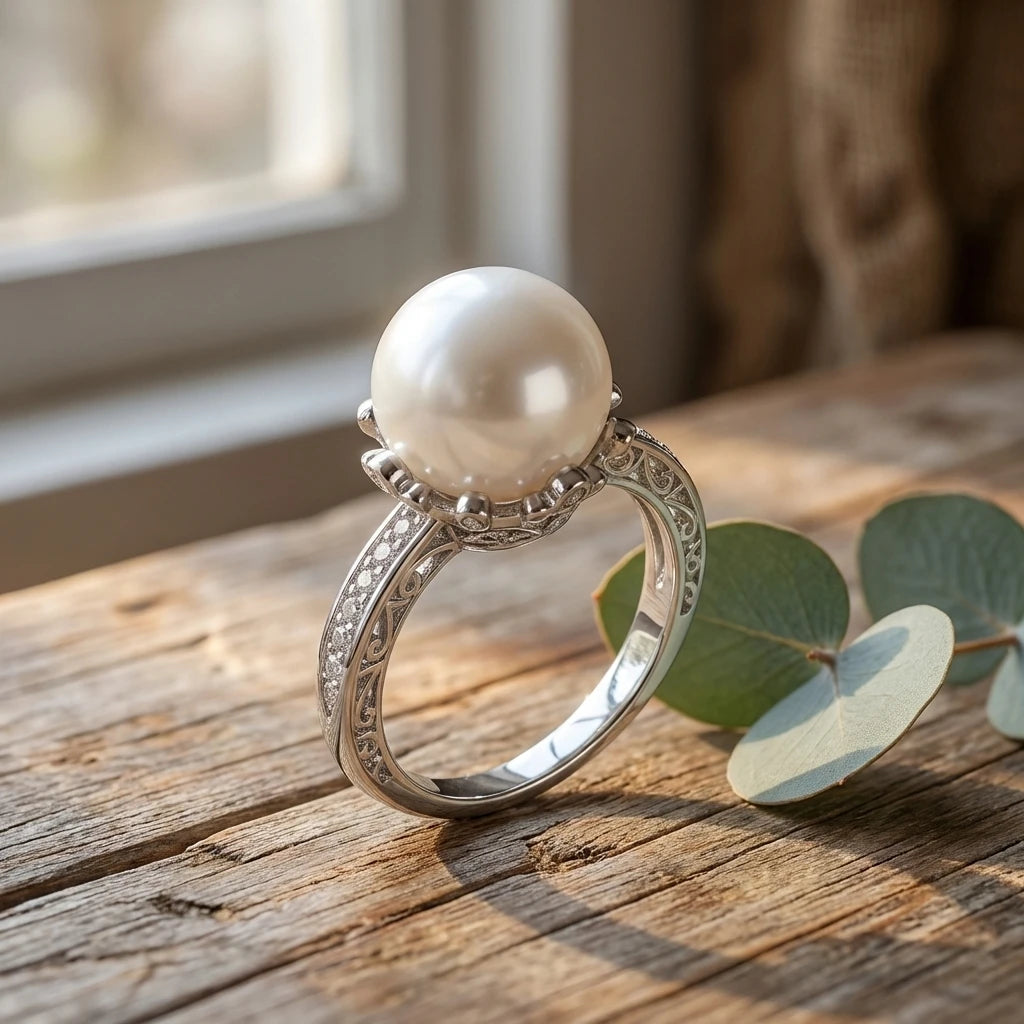 Elegant Retro Pearl Ring for Women Fashionable Luxury Daily Commute Accessory Suitable for Dates Parties Weddings Jewelry Gift