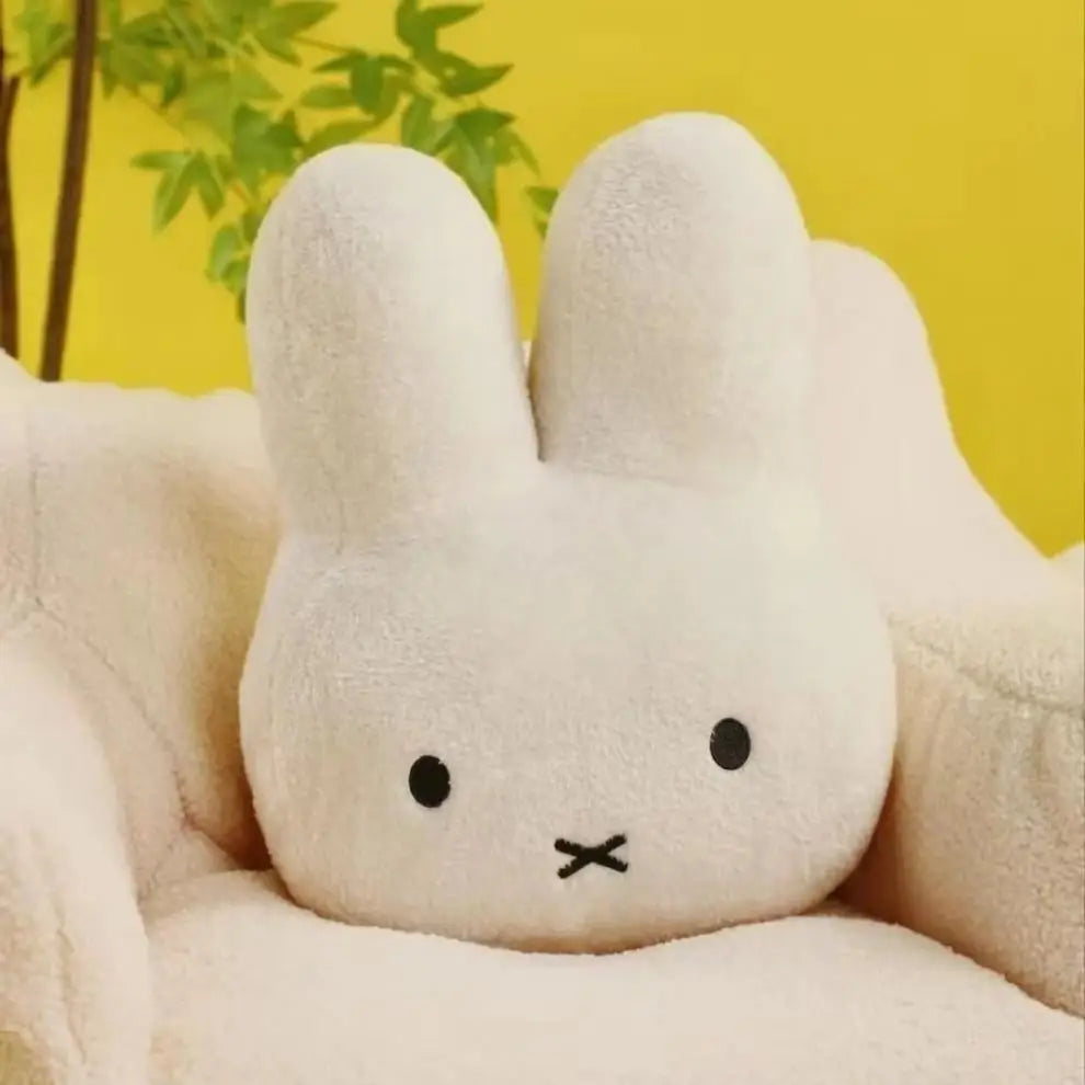 Ansoff Miffy plush doll bed pillow with black eyes, soft and kawaii, perfect as a sofa cushion or gift for kids